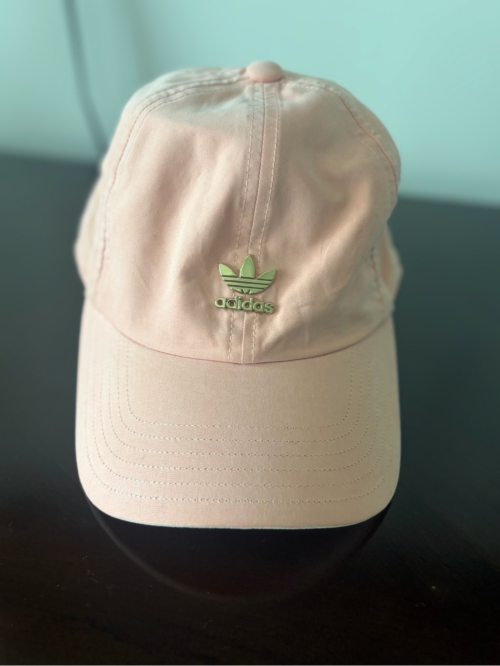 adidas Pink Peach Lined Baseball Cap with Black Trim